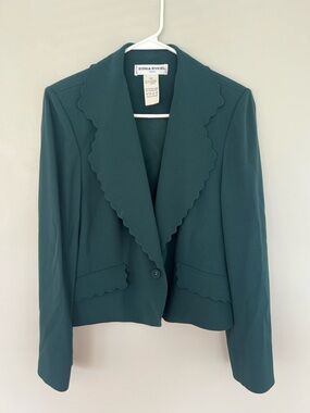 Sonia Rykiel Teal Scalloped-Trim Blazer